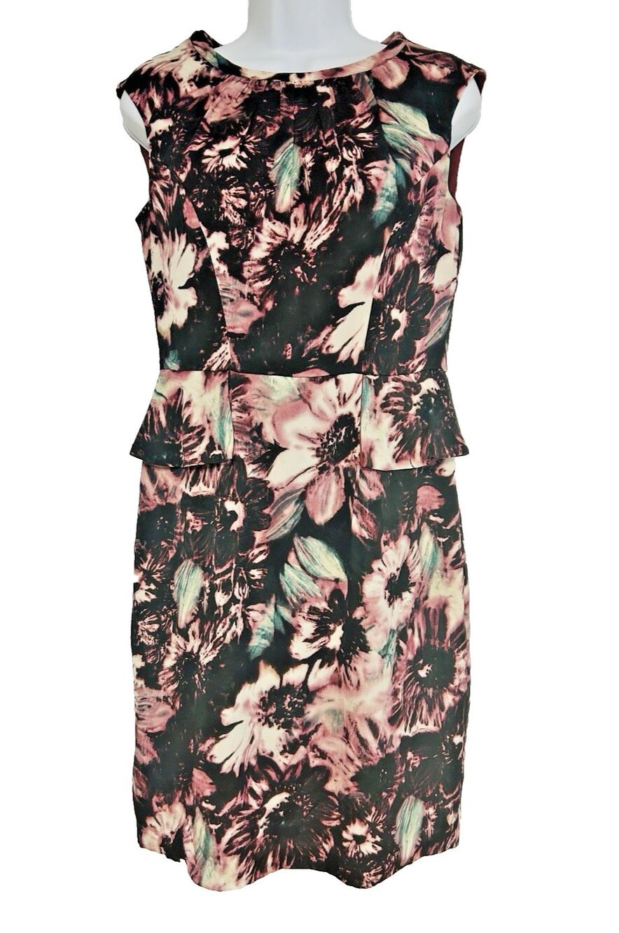 VTG Donna Ricco New York Women's Size 4 Dress SILK Peplum Dark Floral Whimsigoth